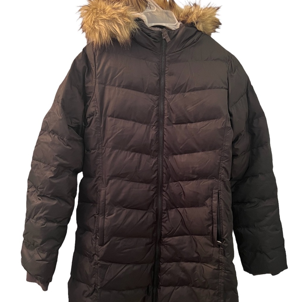 Black Lands End Women’s Hooded Insulated Plush Coat